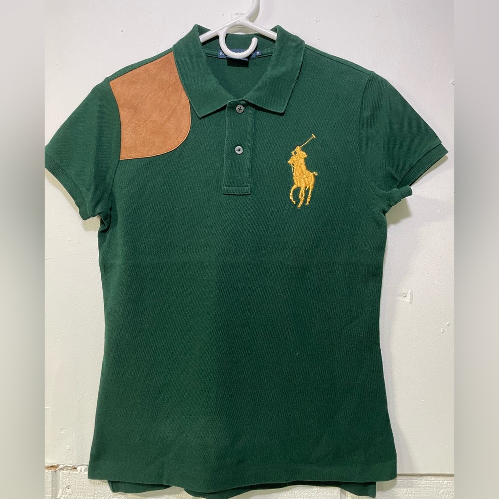 Vintage Polo Ralph Lauren Big Pony Short Sleeve Polo Shirt Girls M Green Cotton